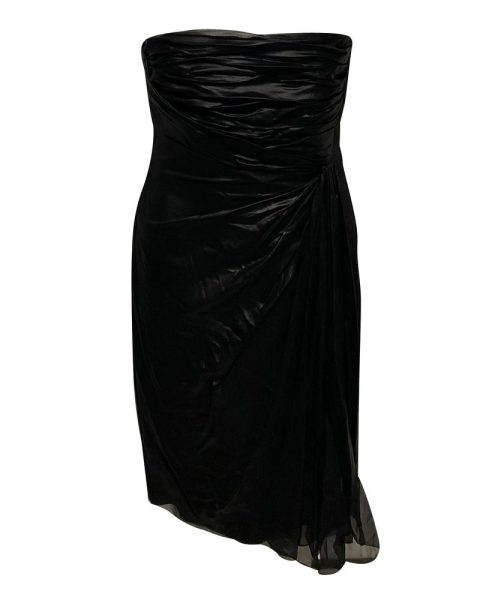 Valentino Ruched Strapless Mini Dress in Black Silk 7748809195580
