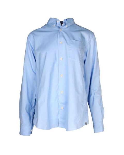 Visvim Albacore Long Sleeve Button-Down Shirt in Light Blue Cotton 7748809162812