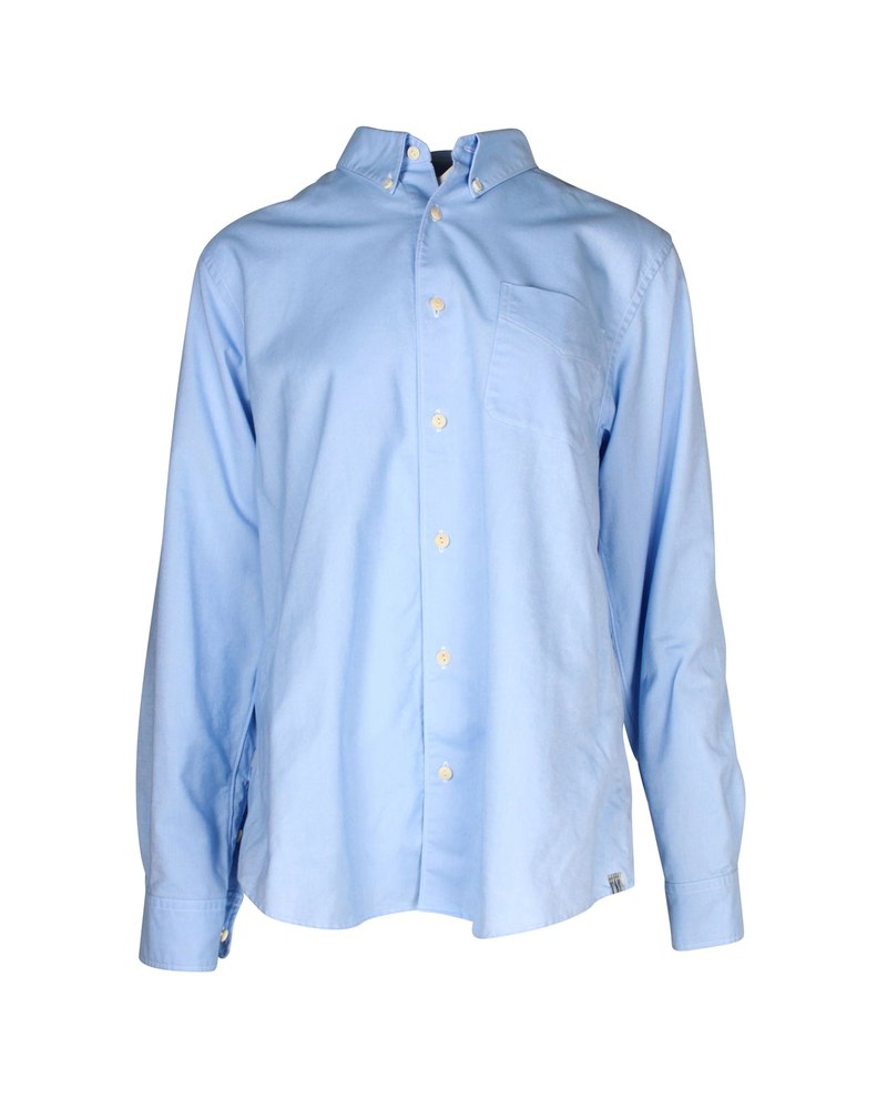 Visvim Albacore Long Sleeve Button-Down Shirt in Light Blue Cotton 7748809162812
