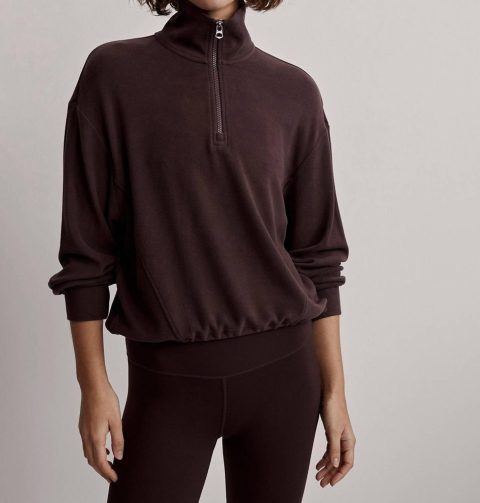 Collett Half Zip Midlayer Sweatshirt In Coffee Bean