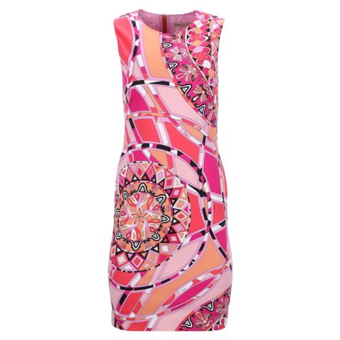 Emilio Pucci Printed Knee-Length Dress in Pink Cotton 7748816011324