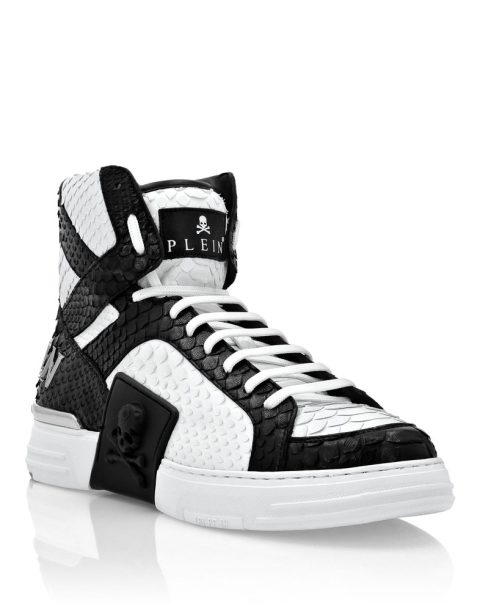 HI-TOP SNEAKERS MONEY KICK$ PYTHON LUXURY SKULL