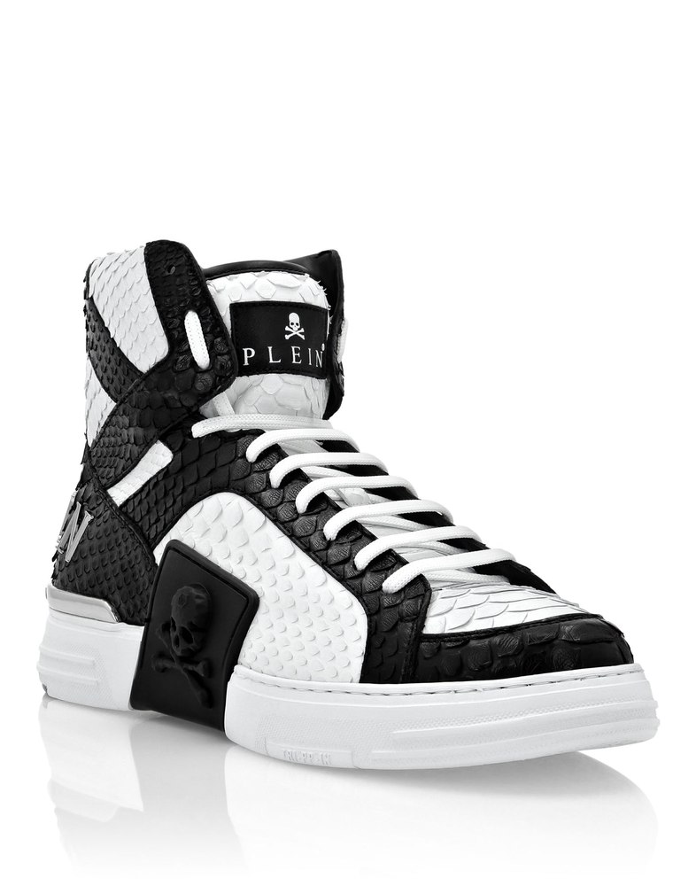 HI-TOP SNEAKERS MONEY KICK$ PYTHON LUXURY SKULL