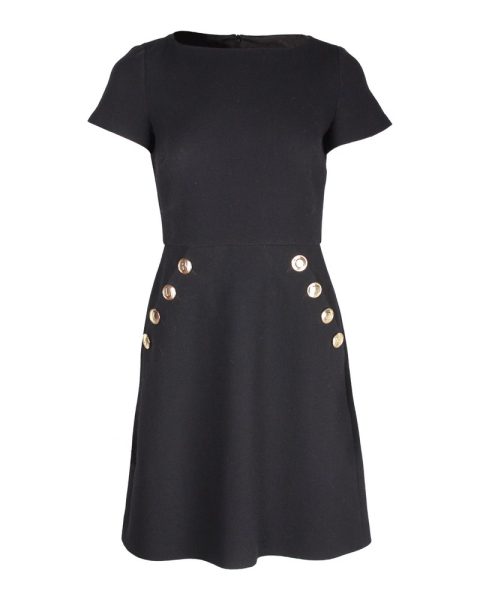 Moschino Boutique Button Detail Mini Dress in Black Polyester 7748805623868