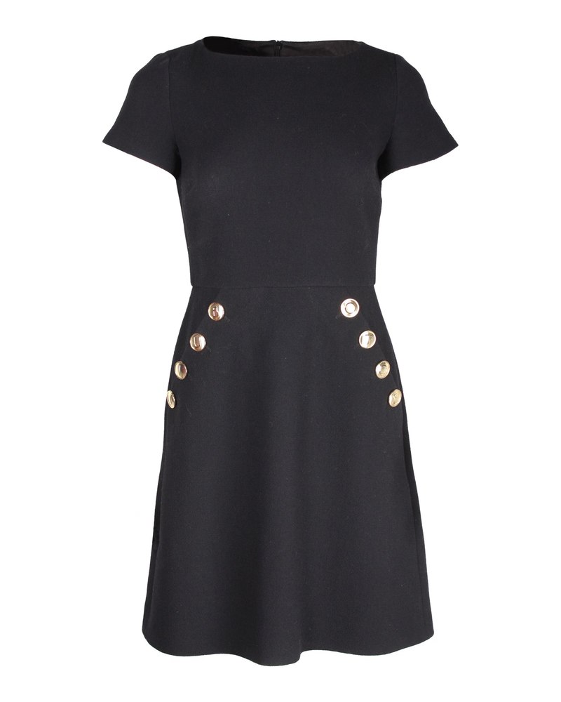 Moschino Boutique Button Detail Mini Dress in Black Polyester 7748805623868