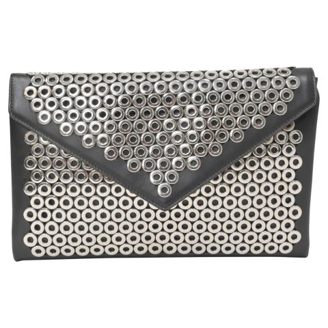 Alaïa Studded Clutch in Black Leather 7748856971324