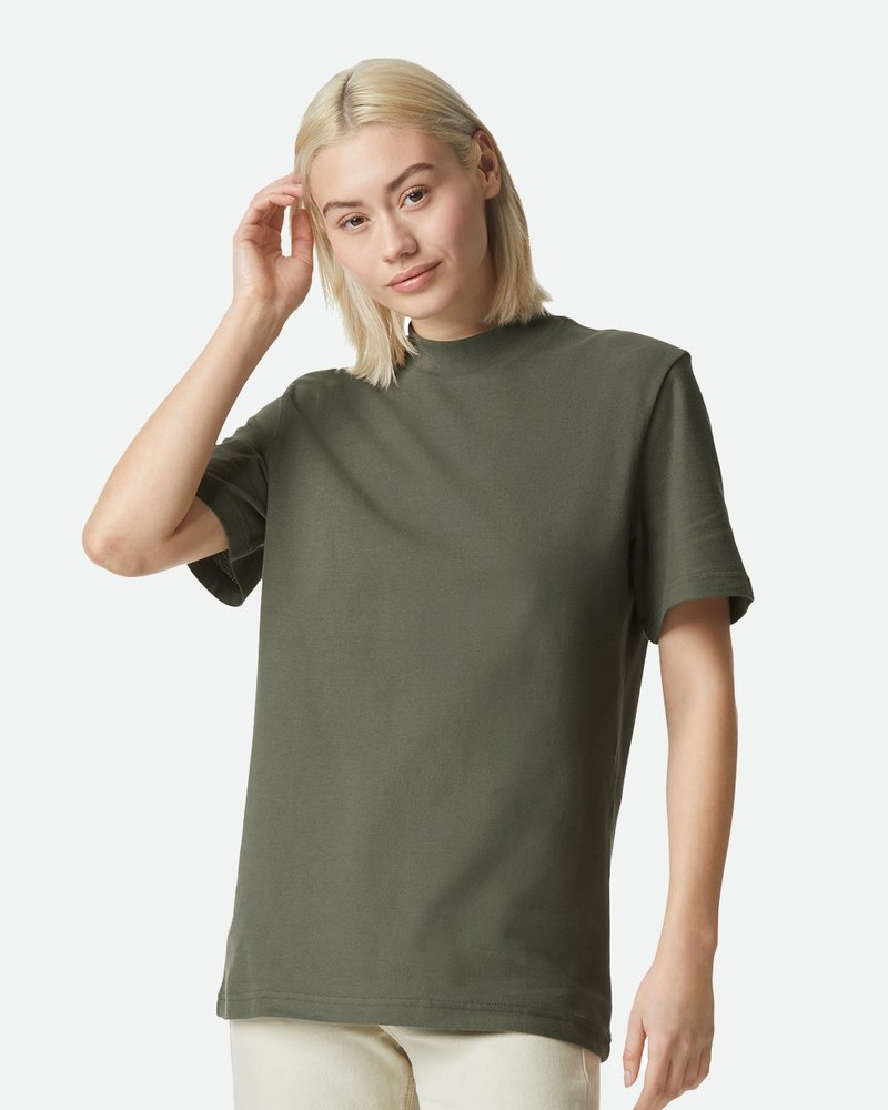 American Women’s Apparel Pique Mockneck Tee