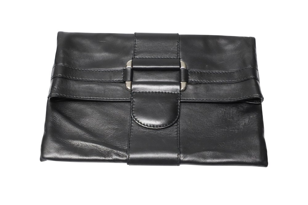 Alexander McQueen Foldover Clutch in Black Leather 7748860903484