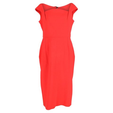 Roland Mouret Matlock Square-neck Cap-sleeve Sheath Dress in Red Cotton 7748818206780
