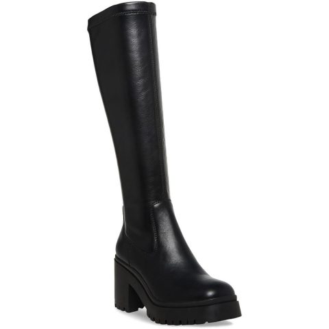 Ria Lug Sole Faux Leather Knee-High Boots