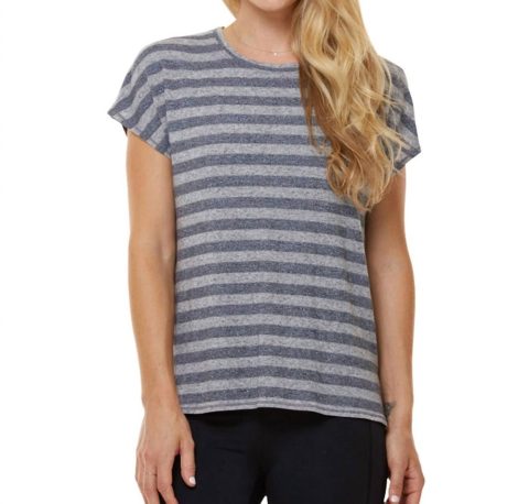 Stripe Boxy Tee In Heather Grey Stripe