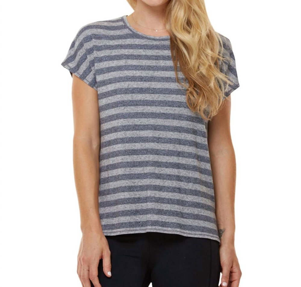Stripe Boxy Tee In Heather Grey Stripe