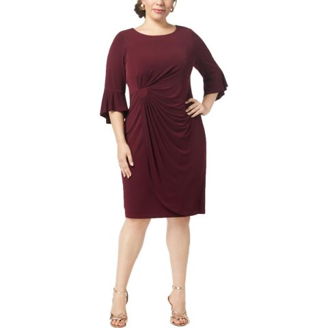Plus Drapey Bell Sleeves Cocktail And Party Dress