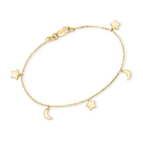 RS Pure by Ross-Simons 14kt Yellow Gold Celestial Charm Station Bracelet