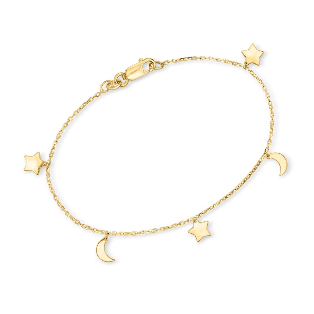 RS Pure by Ross-Simons 14kt Yellow Gold Celestial Charm Station Bracelet