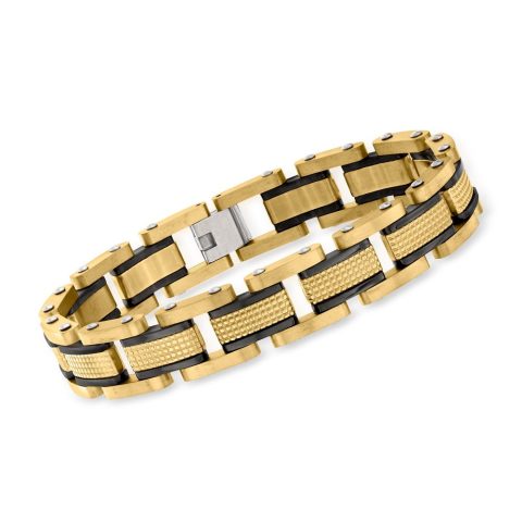 Ross-Simons Men’s 18kt Gold-Plated Stainless Steel Link Bracelet