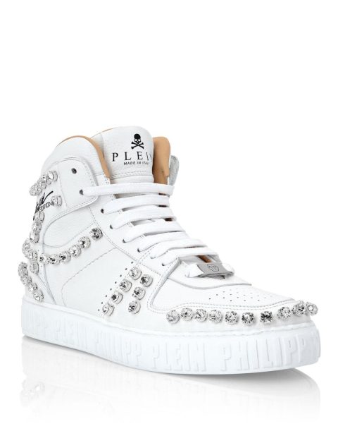 Leather Hi-Top Sneakers Crystal