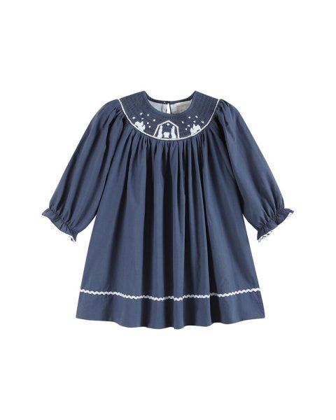 Lil Cactus Nativity Smocked Bishop Dress
