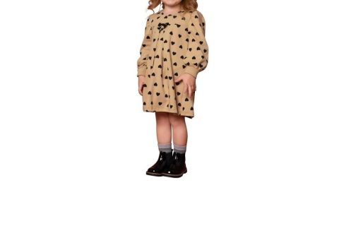 Girl’s Hearts Dress In Brown/black Hearts
