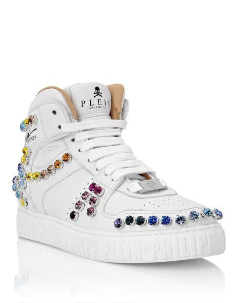 Leather Hi-Top Sneakers Crystal 7650311012412