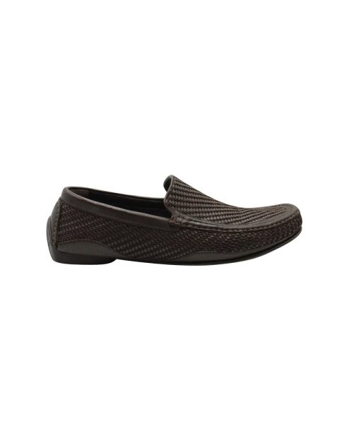 Giorgio Armani Woven Slip On Loafers in Brown Leather 7748871487548