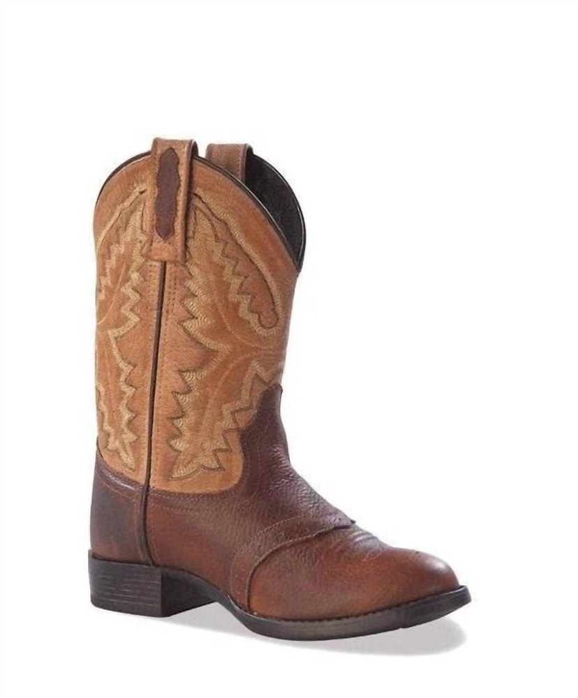 Kids Round Toe Cowboy Boots – Medium Width In Brown