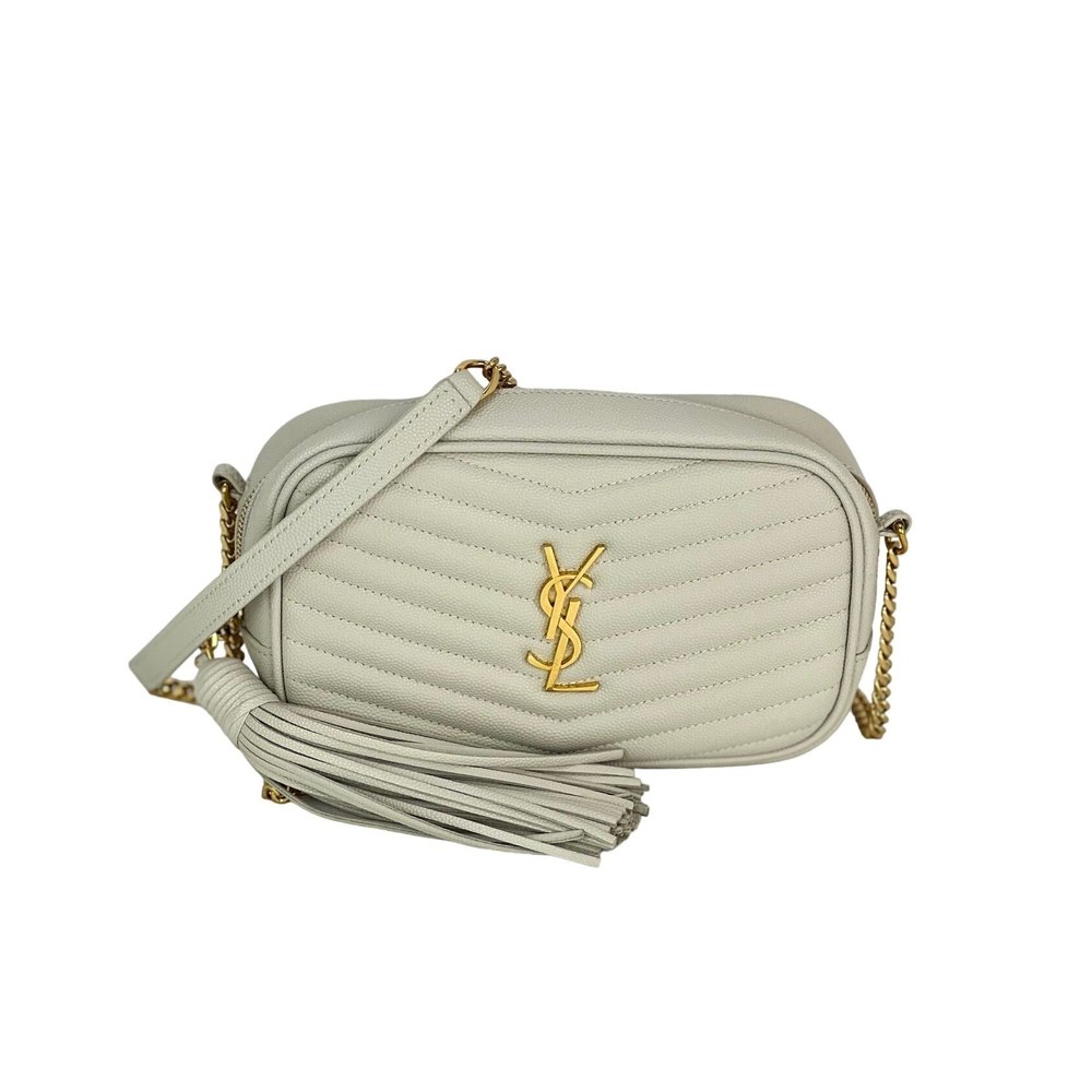 Saint Laurent Mini Lou Camera Grain De Poudre Matelasse White Shoulder Bag 7748874993724