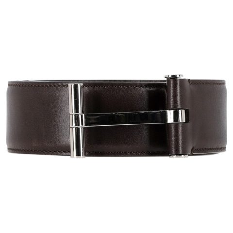 Tom Ford T-Buckle Belt in Brown Leather 7748875485244
