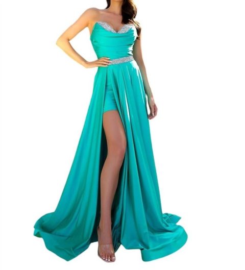 High-Low Formal Dress In Dark Turq