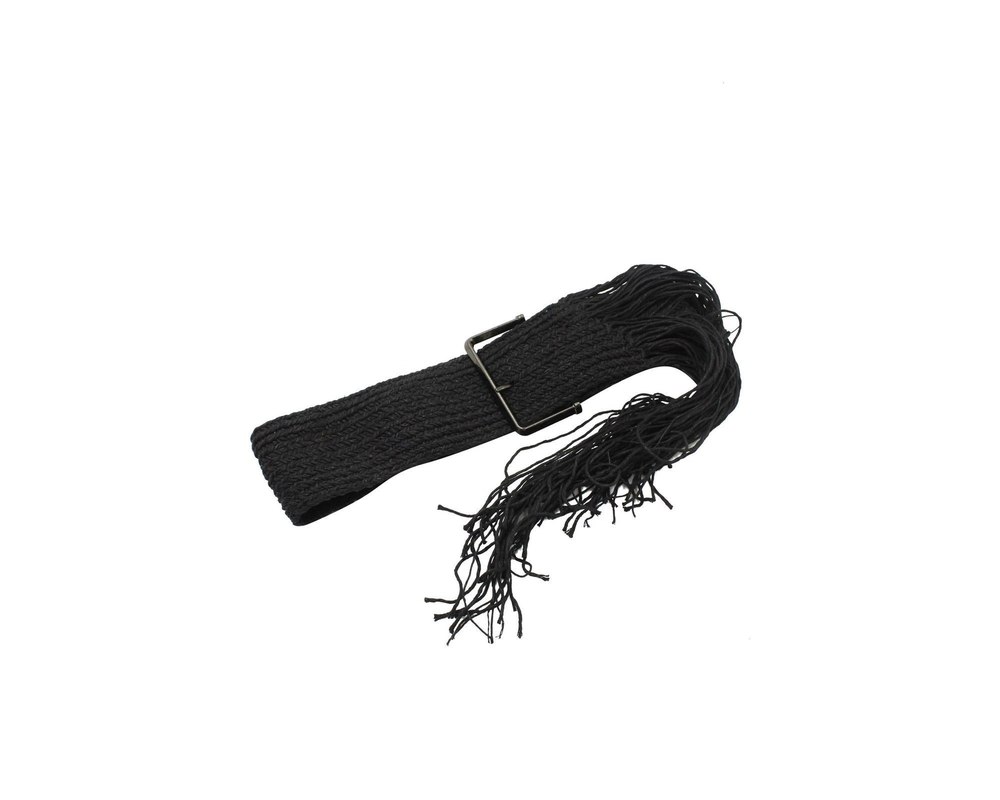 Maison Margiela Woven Tassel Belt in Black Cotton and Linen 7748874862652