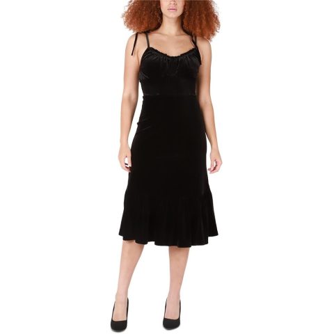 Velvet Strappy Midi Dress