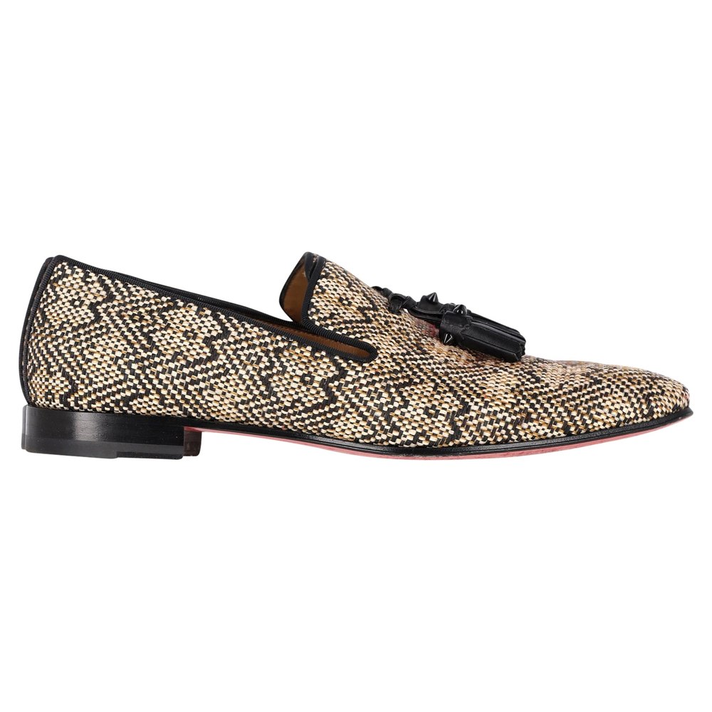 Christian Louboutin Dandelion Tassel Loafers in Black Raffia 7748866146364