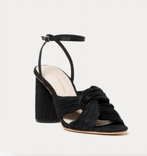 Women’s Reed Pleated Twist Heeled Sandal In Black