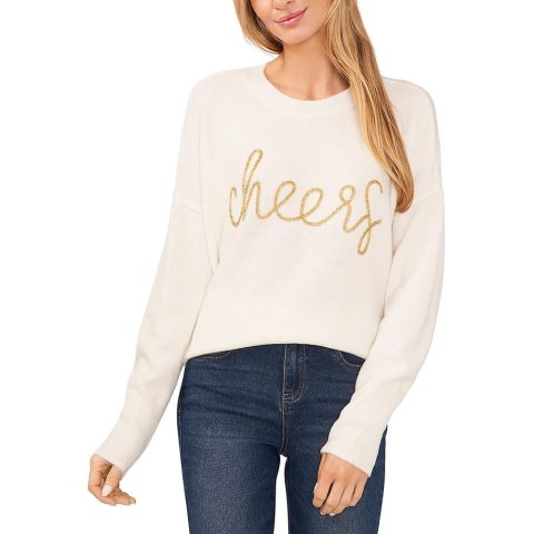 Beaded Ribbed Trim Pullover Sweater