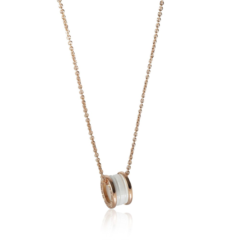 Bvlgari B.zero1 White Ceramic Necklace in 18K Rose Gold 7748906647612