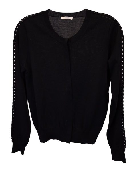 Chloé Knit Sweater with Eyelet Details in Black Cashmere 7748906876988