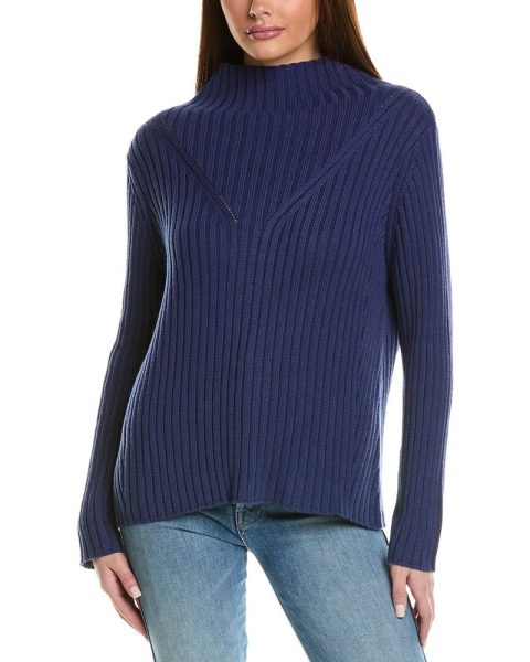 Hannah Rose Chunky Rib Funnel Neck Cashmere-Blend Sweater 7823919906876
