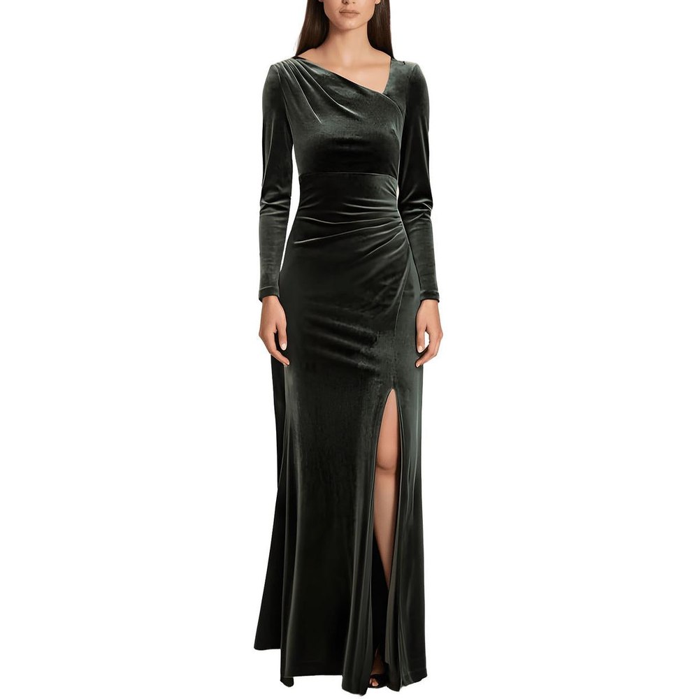 Ruched Velvet Evening Dress