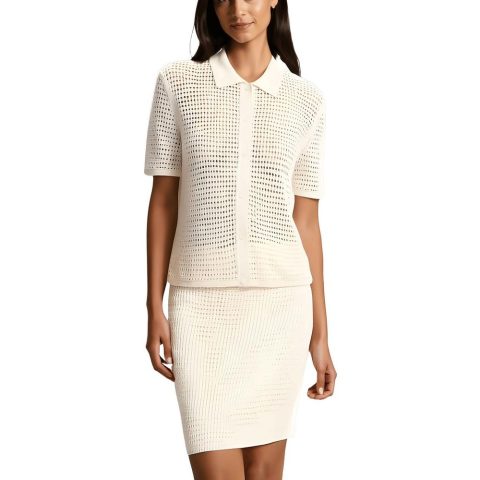Crochet Linen Button-Down Top
