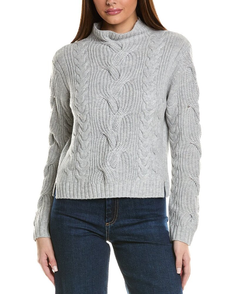 Hannah Rose Chunky Cable Funnel Neck Wool & Cashmere-Blend Sweater 7823924101180