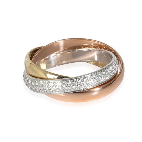 Cartier Trinity 2.9 mm Wide Ring in 18k 3 Tone Gold 0.46 CTW 7748908646460