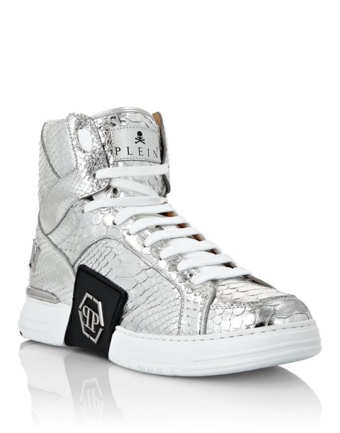 HI-TOP SNEAKERS MONEY KICK$ PYTHON Platinum HEXAGON
