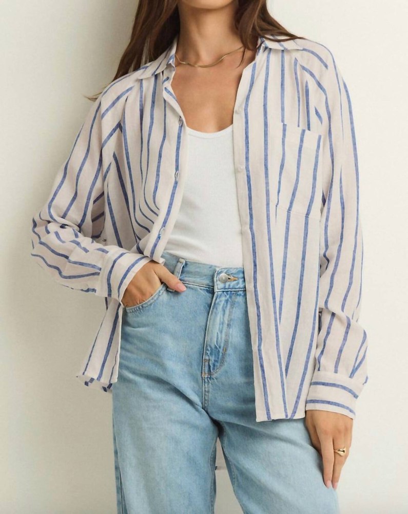 Perfect Linen Top In Palace Blue