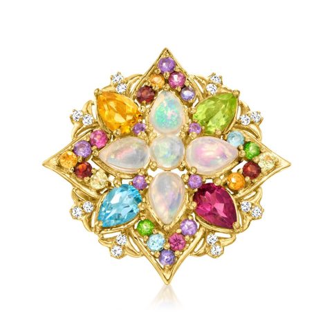Ross-Simons Opal and Multi-Gemstone Ring in 18kt Gold Over Sterling