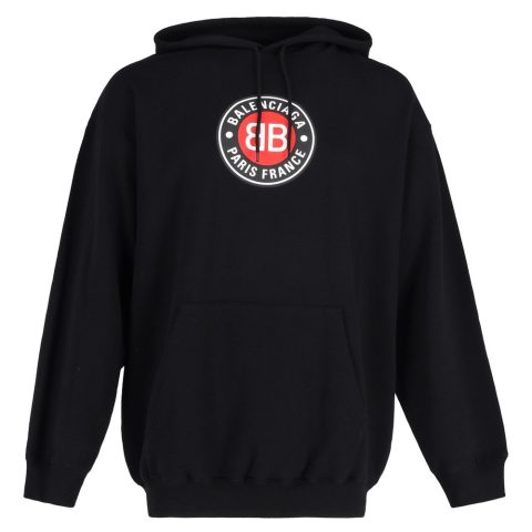 Balenciaga Paris France Print Hoodie in Black Cotton 7748913627196