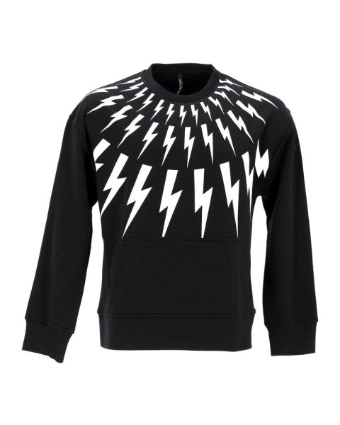 Neil Barrett Thunder Print Sweater in Black Cotton 7748912840764