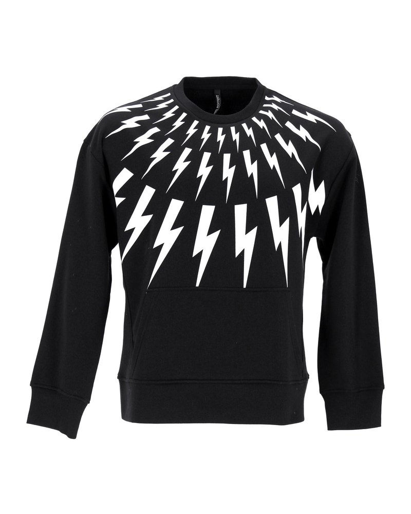 Neil Barrett Thunder Print Sweater in Black Cotton 7748912840764