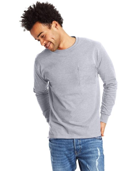 Hanes Men’s Authentic-T Long-Sleeve Pocket T-Shirt