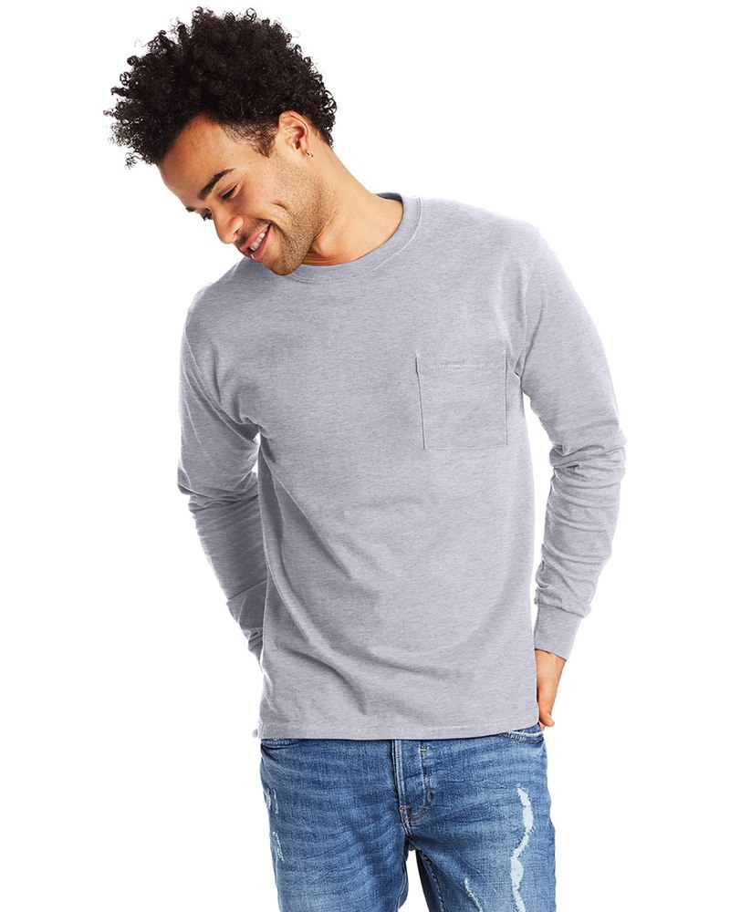 Hanes Men’s Authentic-T Long-Sleeve Pocket T-Shirt
