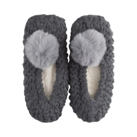 Lemon Women’s Popcorn Ballerina Slipper W/ Faux Fur Pom-Pom